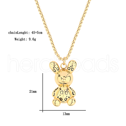 Stainless Steel Box Chain Bear Pendant Necklaces GZ1226-3-1
