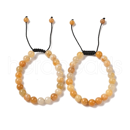 8mm Round Natural Topaz Jade Braided Bead Bracelets BJEW-C067-01B-24-1