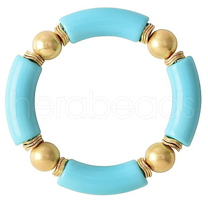 Fashionable Women's Chunky Curved Acrylic Tube Beads Stretch Bracelets AP8792-9-1