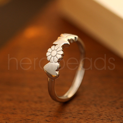 S925 Sterling Silver Adjustable Finger Rings FS-WG486C7-01-1