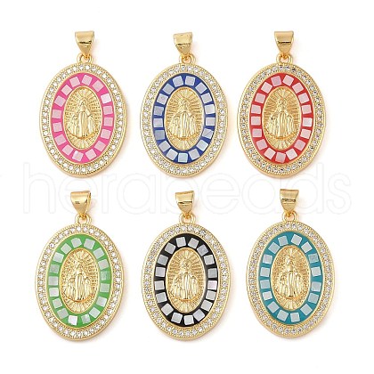 Brass & Shell & Clear Cubic Zirconia Pendants KK-I712-09G-1