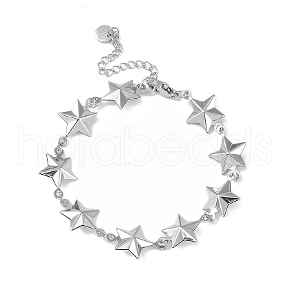 Non-Tarnish 304 Stainless Steel Star Link Chain Bracelets for Women BJEW-U002-02P-1