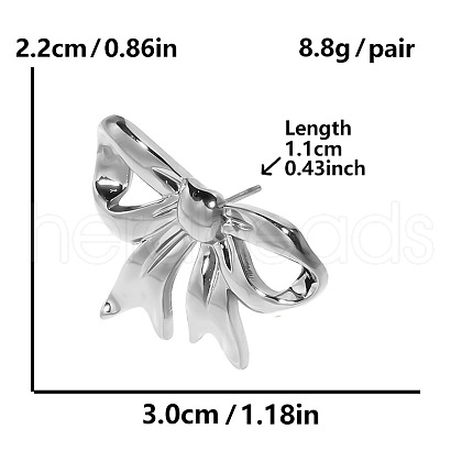 304 Stainless Steel Bowknot Stud Earrings for Women TG8886-1-1