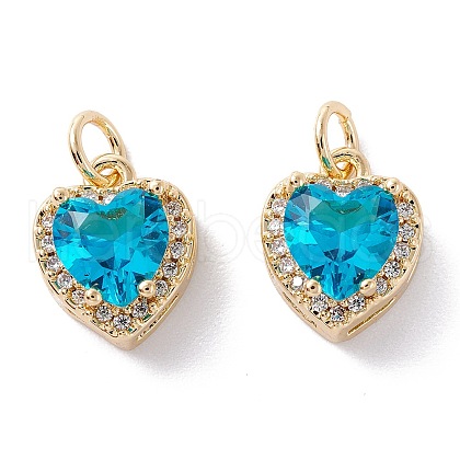 Brass Micro Pave Cubic Zirconia Charms ZIRC-A019-14G-A-1