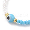 Evil Eye Lampwork & Glass Seed Beaded Elastic Waist Bead Chains NJEW-C00020-03-5