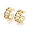 Brass Micro Pave Clear Cubic Zirconia Cuff Earrings EJEW-F370-10G-3