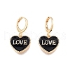 Heart with Word Love Enamel Dangle Leverback Earrings EJEW-N012-108D-2
