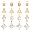 SUPERFINDINGS 16Pcs 4 Styles Brass Pave Clear Cubic Zirconia Connector Charms KK-FH0007-30-1