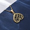 Mesh Heart 304 Stainless Steel Pendant Necklaces NJEW-M096-12G-5