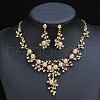 Flower Alloy & Plastic Pearl & Crystal Rhinestone Pendant Necklaces & Stud Dangle Earrings Sets FS-WG18295-02-1
