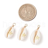 Copper Wire Wrapped Natural Cowrie Shell Pendants PALLOY-JF03554-04-2