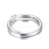 Anti-Tarnish Adjustable Rhodium Plated 925 Sterling Silver Finger Ring Components X-STER-F048-15P-3