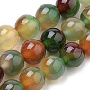 Natural Peacock Green Agate Beads Strands X-G-S259-16-8mm-1