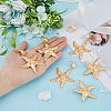 FIBLOOM 3 Pairs 3 Style Alloy Starfish Dangle Stud Earrings with Plastic Pearl Beaded EJEW-FI0002-95-10