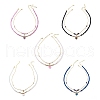 2Pcs 2 Style Cubic Zirconia Heart with Smiling Face Pendant Necklaces Set NJEW-JN04043-1