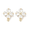 Brass Micro Pave Cubic Zirconia Stud Earring Findings KK-Z094-07G-2