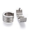 Tarnish Resistant Textured 304 Stainless Steel Huggie Hoop Earrings EJEW-L252-014P-2