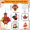 SUNNYCLUE 24Pcs 12 Styles Thanksgiving Day Resin & Acrylic Pendants RESI-SC0003-25-2