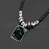 Alloy & Glass & Imitation Leather Cord Pendant Necklaces WGFA685-10-1