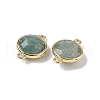 Brass Pave Natural Amazonite Faceted Flat Round Connector Charms G-U028-04G-04-2