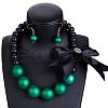 Fashionable Bohemian Style Resin Round Beaded Dangle Earrings & Necklaces Sets FS-WG6B49E-02-1