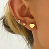 Elegant 3Pairs Stainless Steel Heart & Round Stud Earrings LN6298-3
