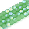 Frosted Imitation Jade Glass Beads Strands GLAA-T032-J8mm-MBB05-1
