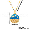 Elegant Brass Marine Blue Enamel Wave Sun Moon Pendant Necklaces WB9731-2-2