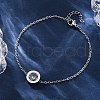 Flat Round 304 Stainless Steel Cubic Zirconia Pendant Necklaces & Bracelets & Stud Earrings Sets for Women SJEW-C004-19P-3