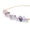 2Pcs 2 Color Natural Fluorite Chip Beaded Link Bracelets Set with 304 Stainless Steel Cable Chains BJEW-JB07914-02-5