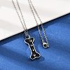304 Stainless Steel Black Enamel Paw Print Bone Pendant Pet Urn Ashes Necklaces NJEW-S455-06P-2