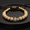 304 Stainless Steel Micro Pave Cubic Zirconia Braided Beads Bracelets WG0F93D-16-1