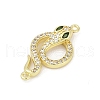 Brass Clear & Green Cubic Zirconia Snake Connector Charms KK-D317-150G-2