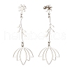 304 Stainless Steel Flower Long Dangle Stud Earrings for Women EJEW-JE05006-5