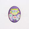 Cartoon Owl Printed Glass Oval Cabochons X-GGLA-N003-20x30-B01-1