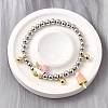 Brass Enamel Round Beads Charm Bracelets for Women BJEW-D317-11PG-2