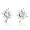 Brass Micro Clear Cubic Zirconia Stud Earring Findings KK-R132-064P-3