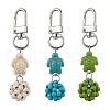 Synthetic Turquoise Beaded Round & Sea Turtle Pendant Decorations HJEW-JM03101-2