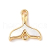 Brass Pave Natural White Shell Connector Charms KK-S522-03A-G-1