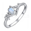 Oval & Flower Zinc Alloy with Natural Moonstone Finger Rings for Women FS-WG00FFC-03-5
