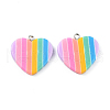 Rainbow Heart Resin Pendants CRES-O003-02-1