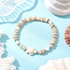 2Pcs Starfish & Tortoise Natural Freshwater Shell with Synthetic Turquoise Beads Stretch Bracelets for Men Women BJEW-JB11744-3