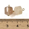 Natural Cherry Blossom Agate Column Charms with Rack Plating Brass Loops G-G110-04A-01-3