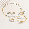 Oval Stainless Steel Rhinestone Bracelets & Earrings & Necklaces & Rings Sets for Women JD9188-1-3