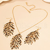 Leaf Leopard Print Alloy Pendant Necklaces & Dangle Earrings Sets FS-WG98753-01-1