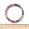 Sqaure Natural Rhodonite Beads Stretch Bracelets for Women Men BJEW-C097-06T-5