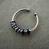 304 Stainless Steel Enamel Disc Beaded Adjustable Open Rings FS-WGAD8B0-05-1