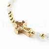 Cross Cubic Zirconia Beaded Bracelet for Girl Women BJEW-JB06848-04-5
