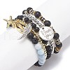 5Pcs 5 Style Natural Lava Rock & Natural Quartz & Synthetic Hematite Stretch Bracelets Set BJEW-JB08739-5