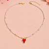 Brass Enamel Heart Pendant Necklaces UR3689-1-4